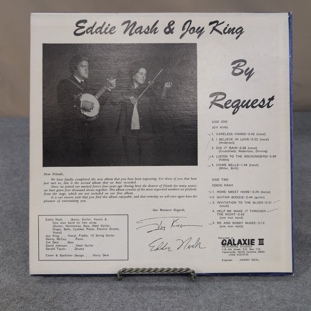Eddie Nash & Joy King By Request Signed Vinyl LP Galaxie III NR6610-1 Country VG - Picture 4 of 8